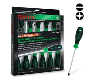 Набор профессиональных отверток 11 ед. PRO-PLUS SERIES TOPTUL GFE-1101 Набор профессиональных отверток 11 ед. PRO-PLUS SERIES TOPTUL GFE-1101