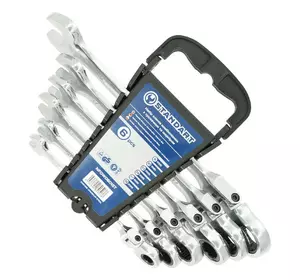 Набор ключей комбинированных с трещоткой и шарниром 8,10,13,14,17,19мм 6ед. на холдере СТАНДАРТ NFGW0601ST Набор ключей комбинированных с трещоткой и шарниром 8,10,13,14,17,19мм 6ед. на холдере СТАНДАРТ NFGW0601ST